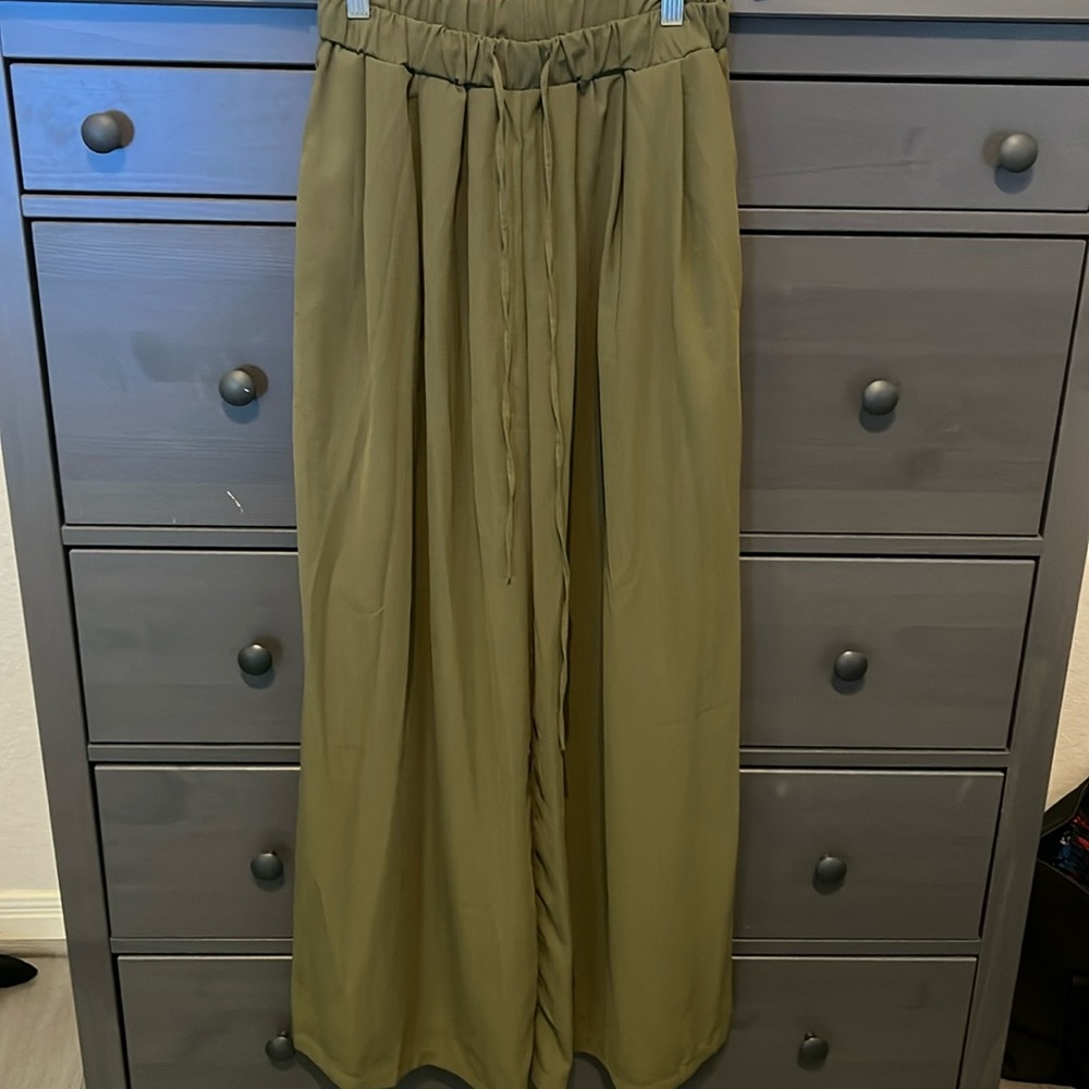 Cider olive green palazzo pants